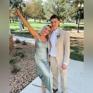 Sage Green Satin Slip Dress